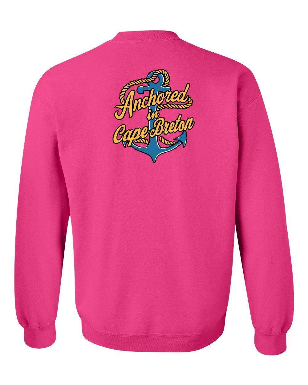 Anchored in Cape Breton (New Design) Left Chest and Back Crewneck Sweatshirt