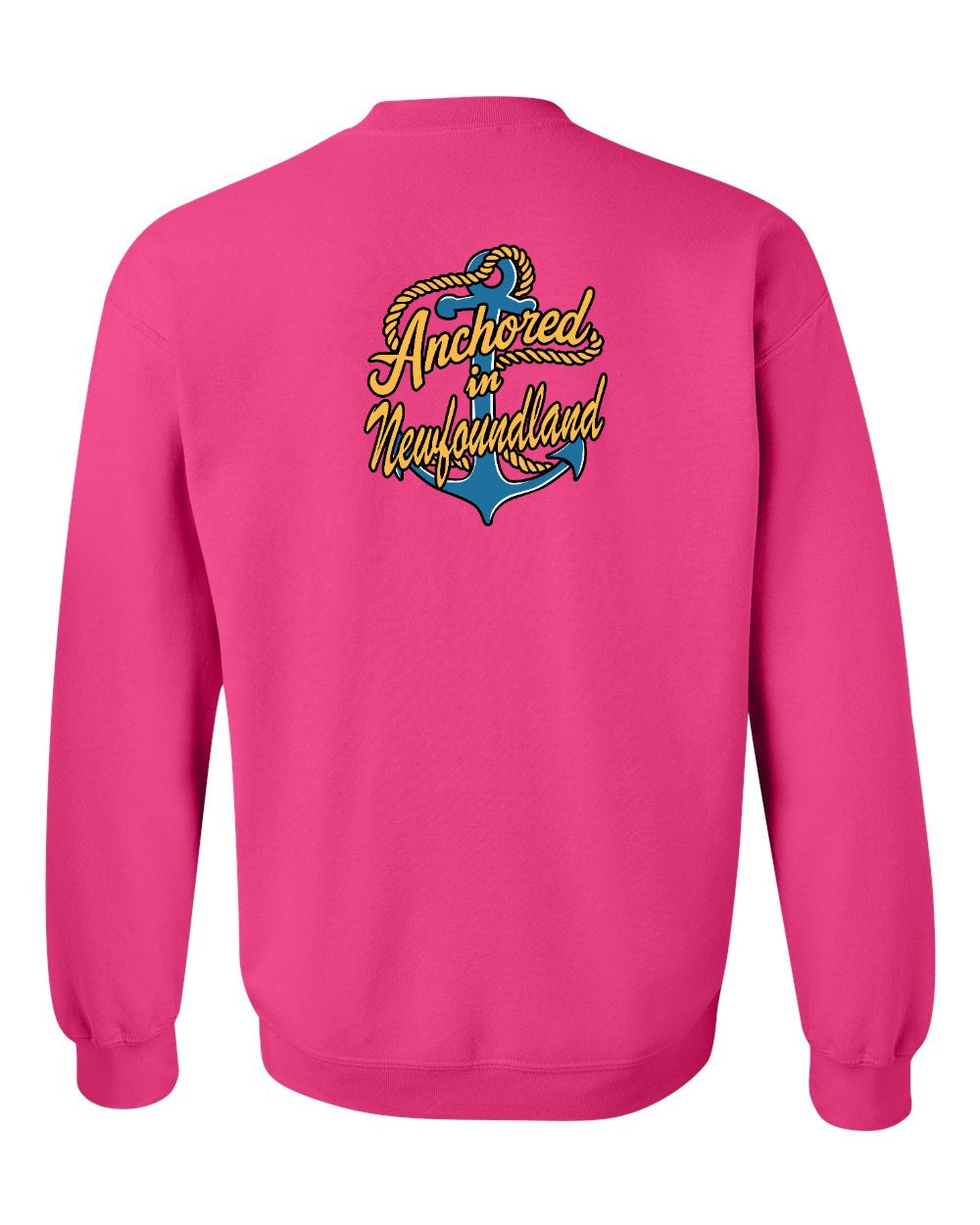 Anchored in Newfoundland (New Design) Left Chest and Back Crewneck Sweatshirt
