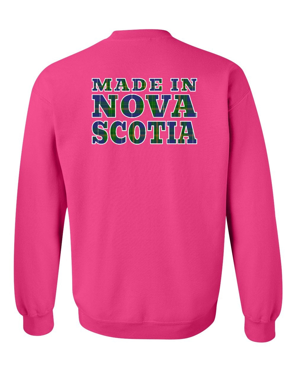 Made In Nova Scotia ( Tartan Lettering) Left Chest and Back crew-neck