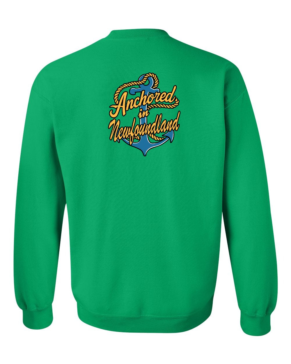 Anchored in Newfoundland (New Design) Left Chest and Back Crewneck Sweatshirt