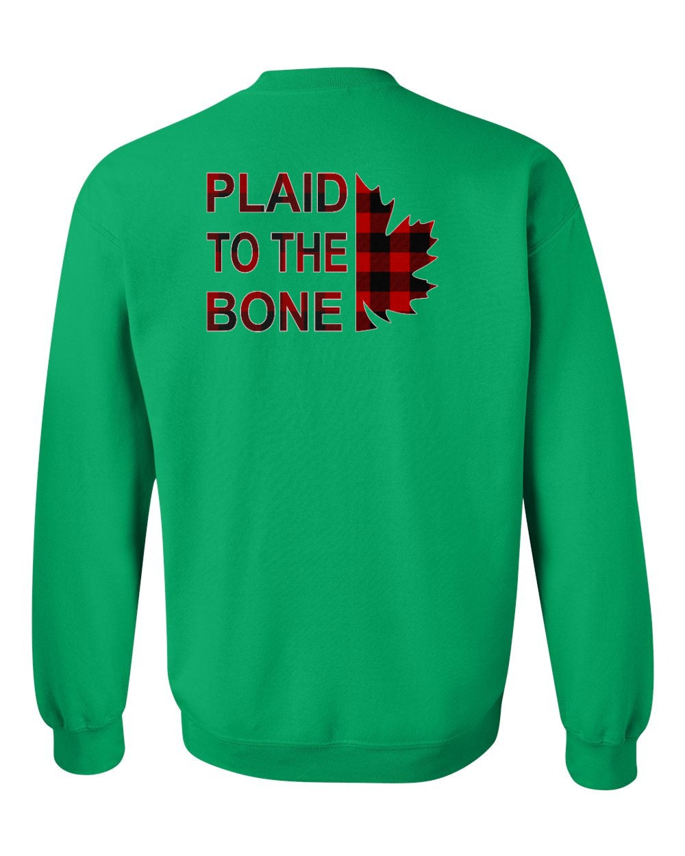 Plaid to the Bone Stacked Leaf Left Chest and Back Crewneck
