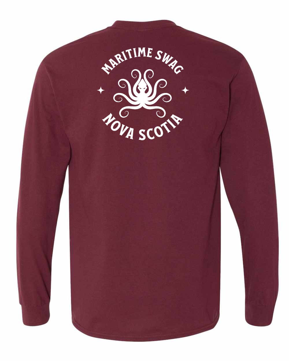 Maritime Swag Nova Scotia Octopus Left Chest and Back Long Sleeve Tee