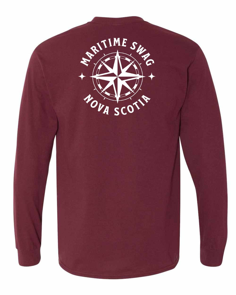 Maritime Swag Nova Scotia Compass Left Chest and Back Long Sleeve Tee
