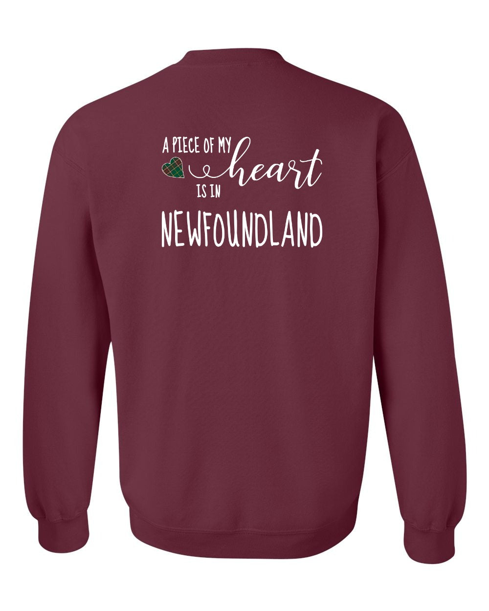 A piece of My heart in Newfoundland (Tartan Heart) Left Chest and Back Crewneck Sweatshirt