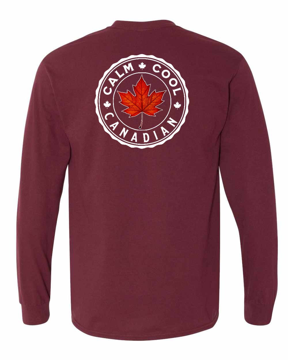 Calm Cool Canadian Leaf Left Chest and Back Long Sleeve