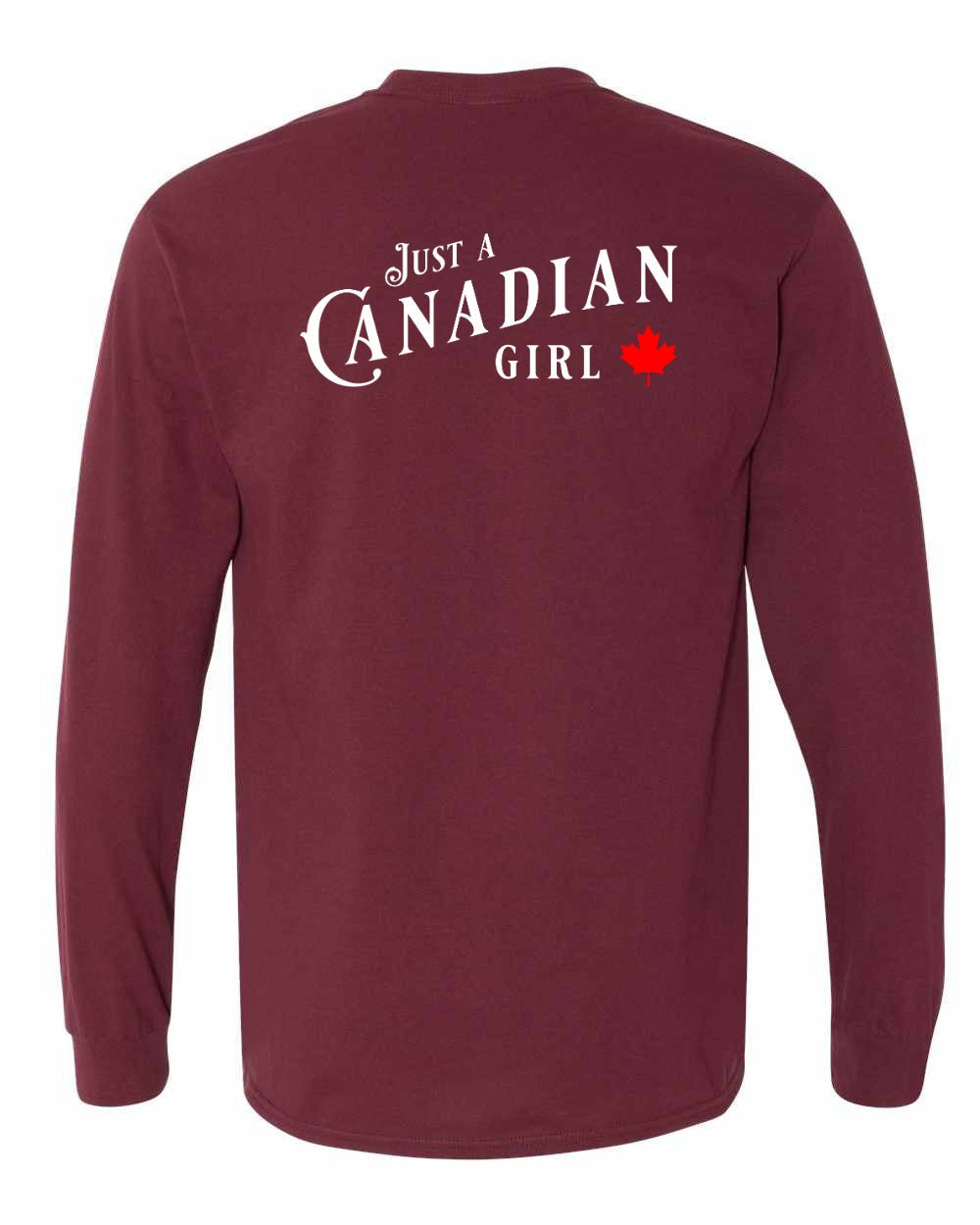 Just a canadian Girl Left Chest and Back Long Sleeve