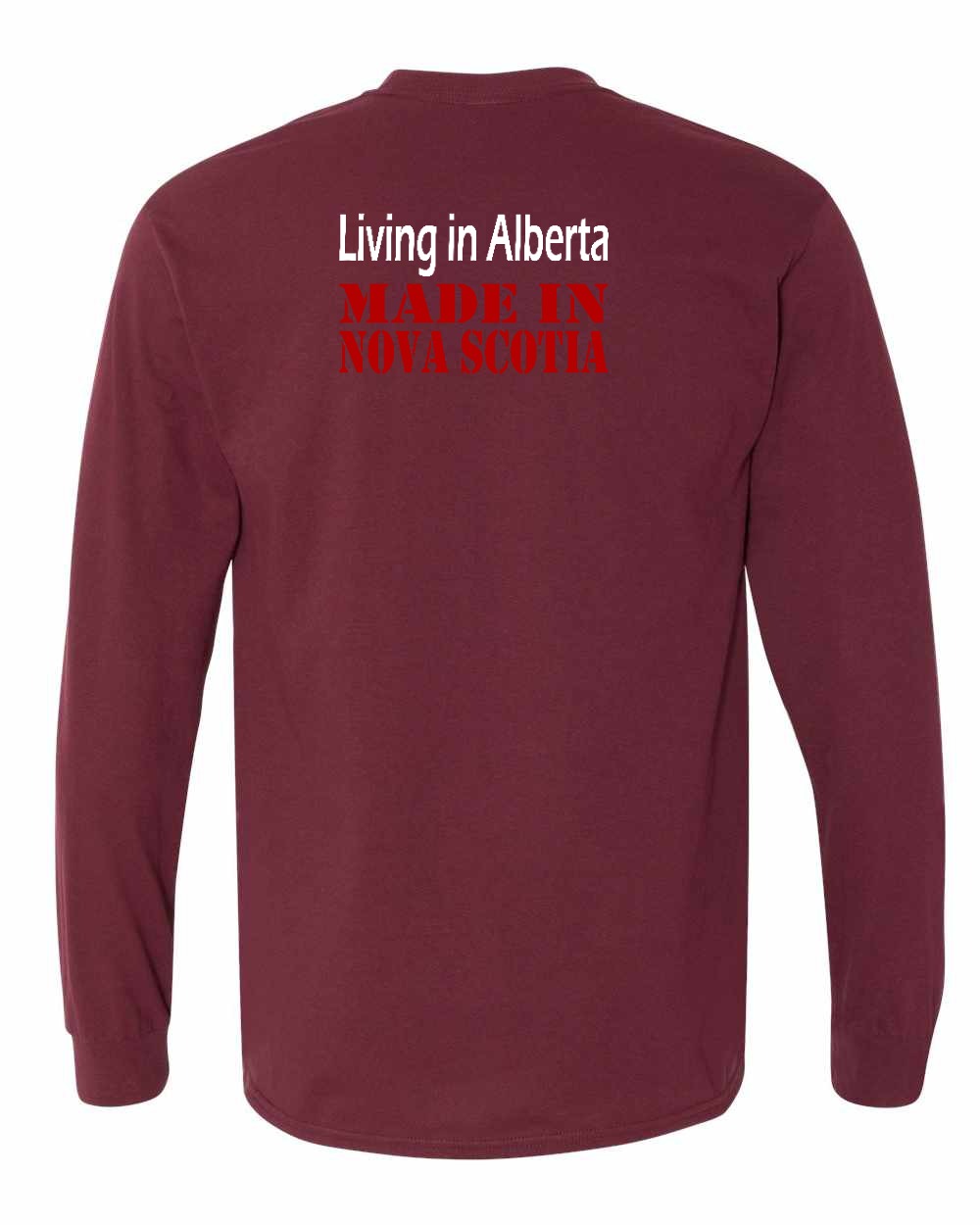 Living Alberta Made in Nova Scotia Left Chest and Back Long Sleeve Tee