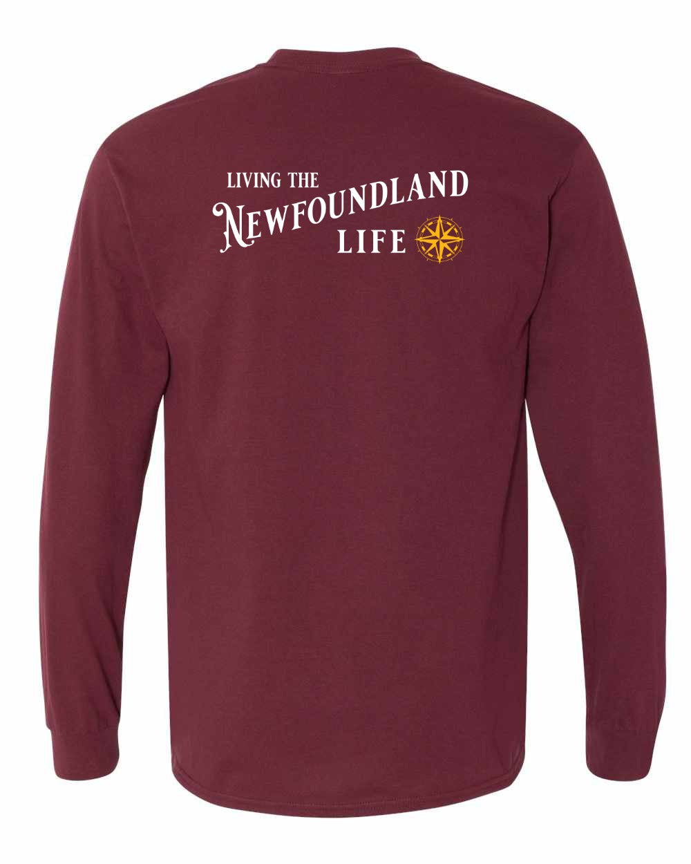 Living the Newfoundland Life yellow Left Chest and Back Long Sleeve