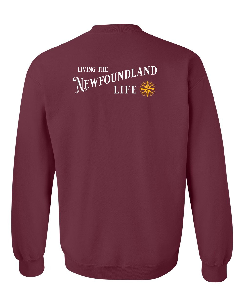 Living the Newfoundland Life yellow Left Chest and Back Crewneck Sweatshirt