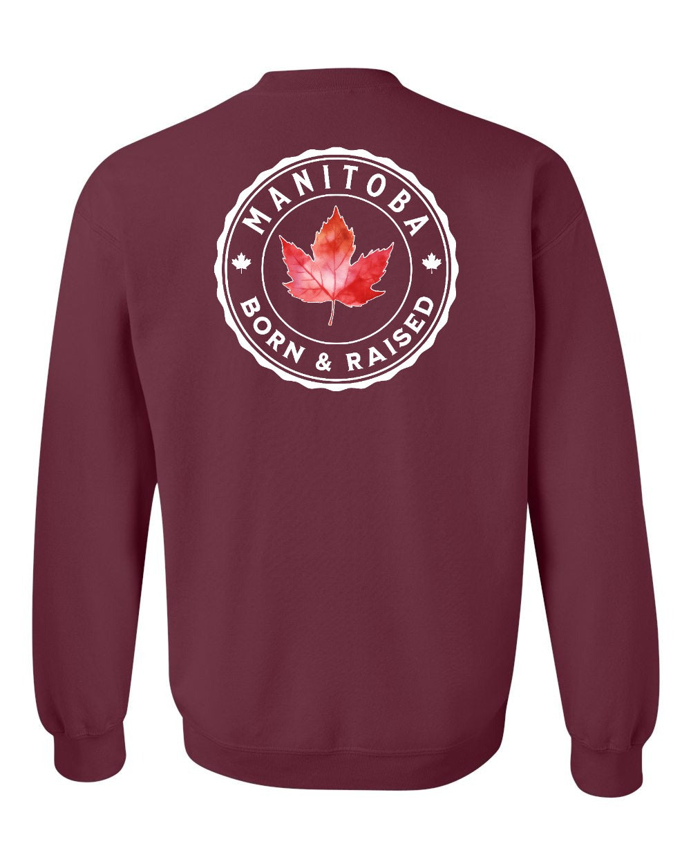 Born and Raised Manitoba Left Chest and Back Crewneck - Gildan Canada (sewn Internationally)