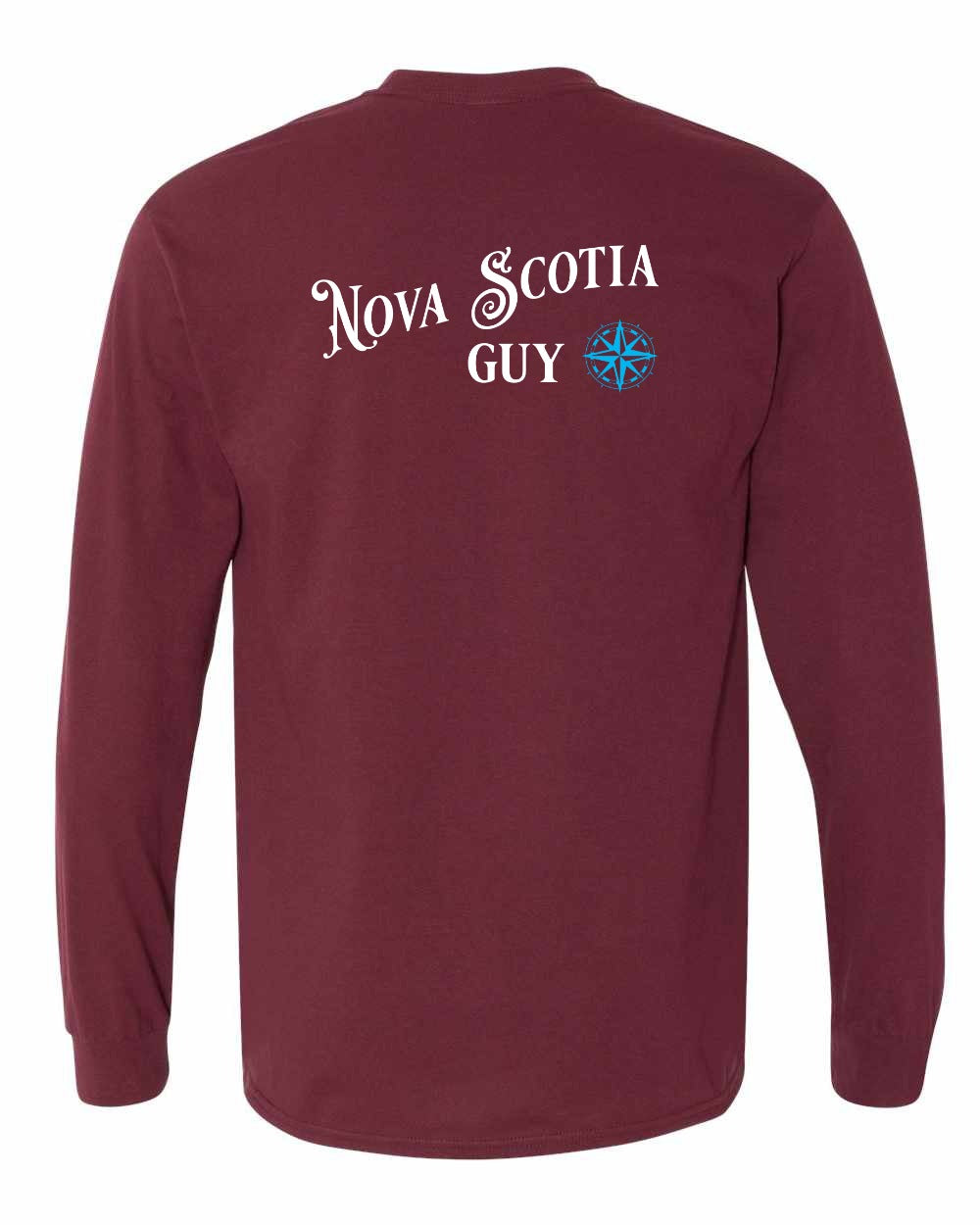 Nova Scotia Guy blue Left Chest and Back Long Sleeve Tee