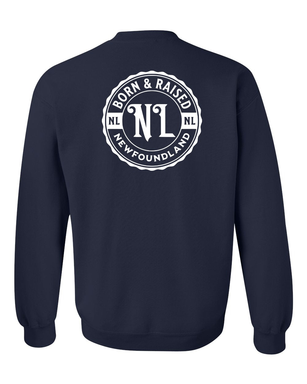 Born & Raised Newfoundland Left Chest and Back Crewneck Sweatshirt