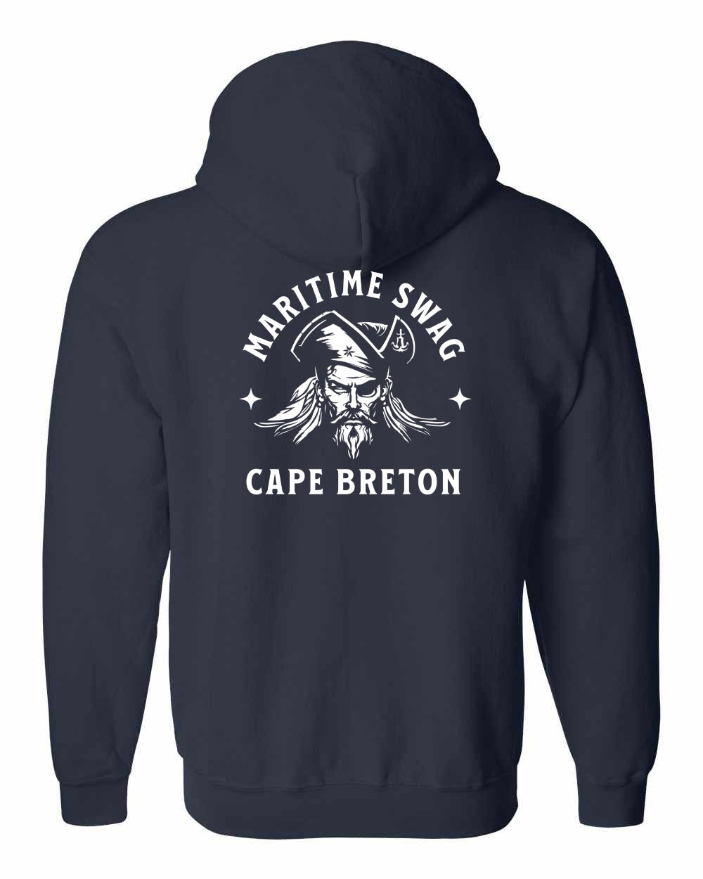 Maritime Swag Cape Breton Pirate Left Chest and Back Zip Hoodie