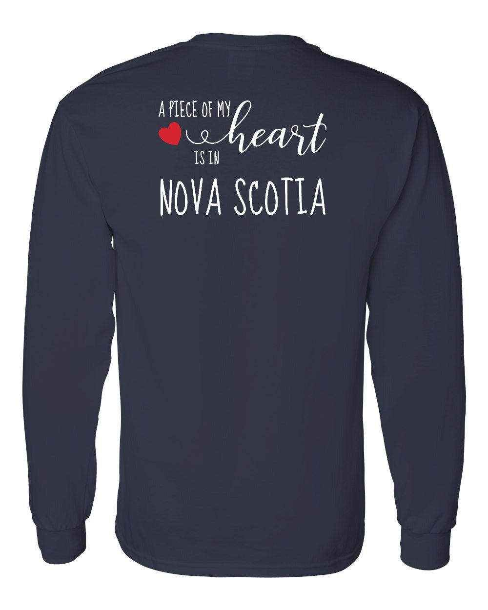 A piece of My heart in Nova Scotia (Red Heart) Left Chest and Back Long Sleeve Tee