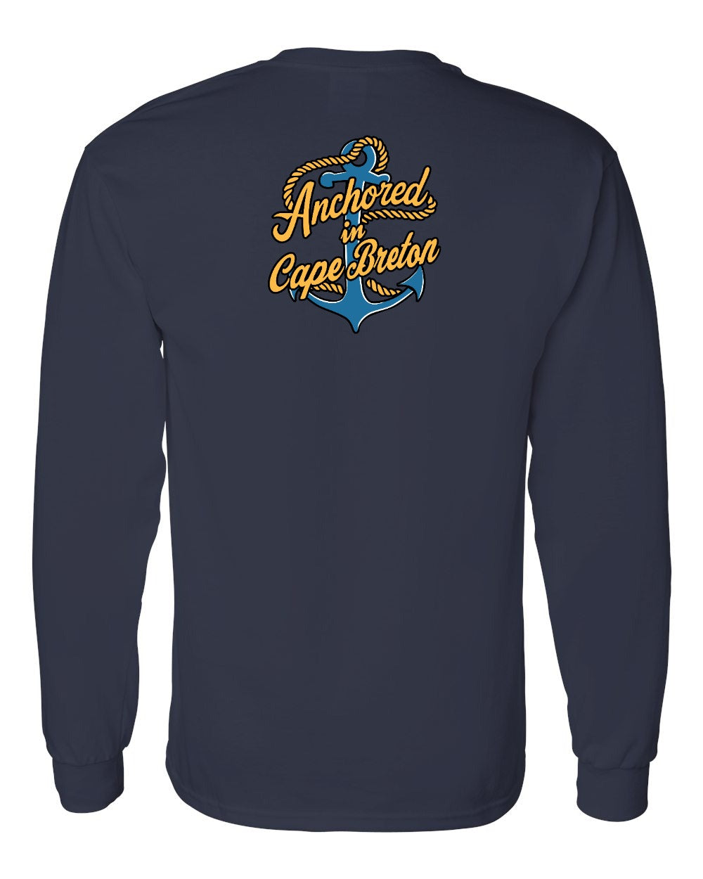 Anchored in Cape Breton (New Design) Left Chest and Back Long Sleeve Tee