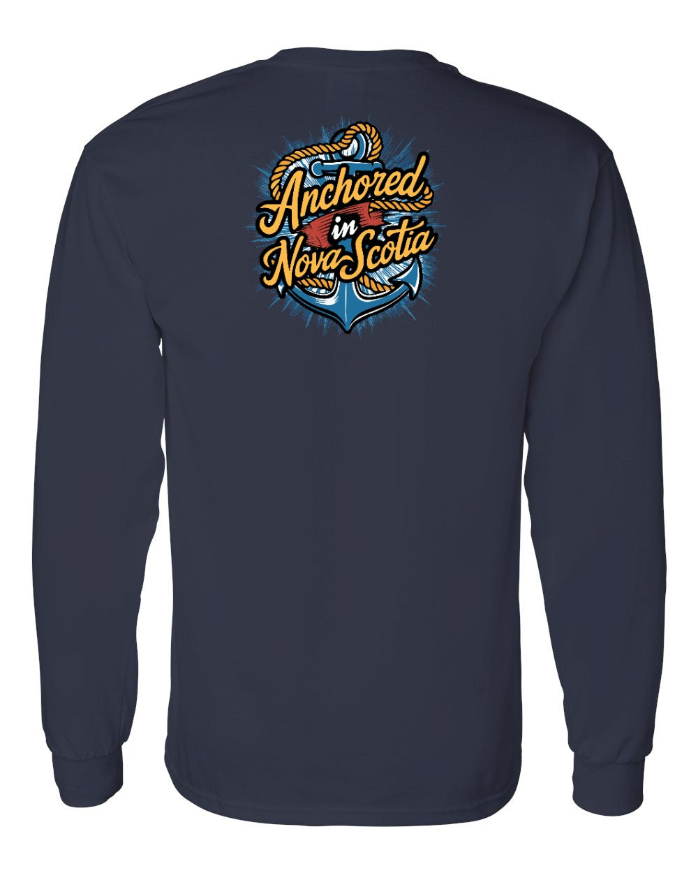 Anchored In Nova Scotia (Old Design) Left Chest and Back Long Sleeve Tee