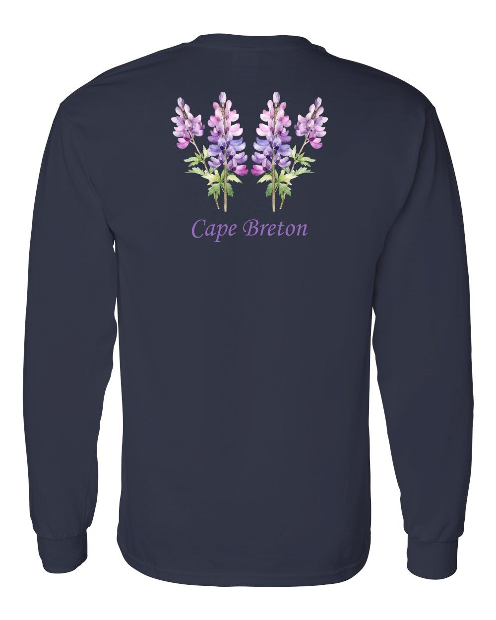 Cape Breton Lupin Left Chest and Back Long Sleeve Tee