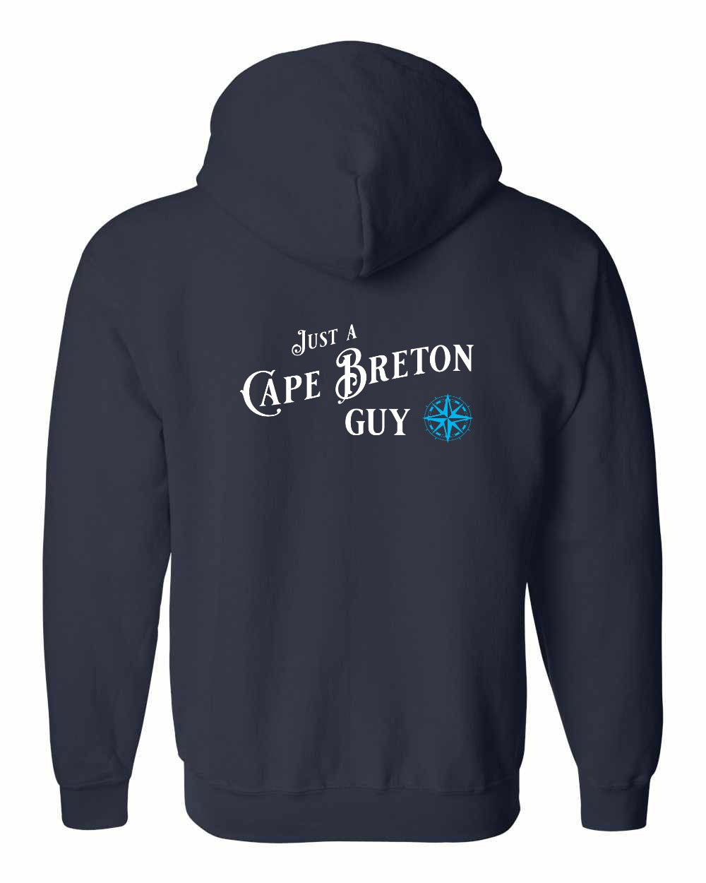 Just a Cape Breton Guy blue Left Chest and Back Zip Hoodie