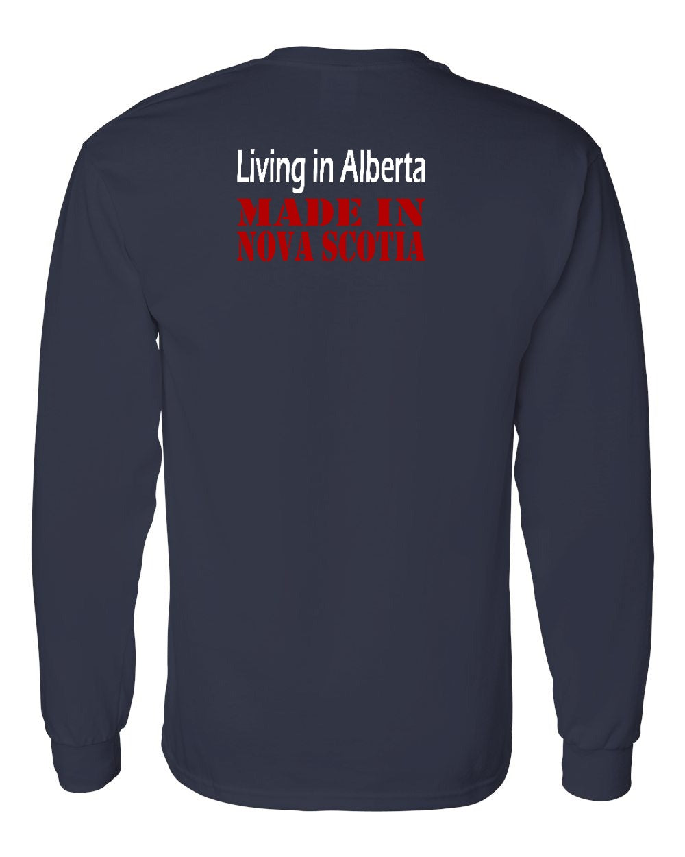 Living Alberta Made in Nova Scotia Left Chest and Back Long Sleeve Tee