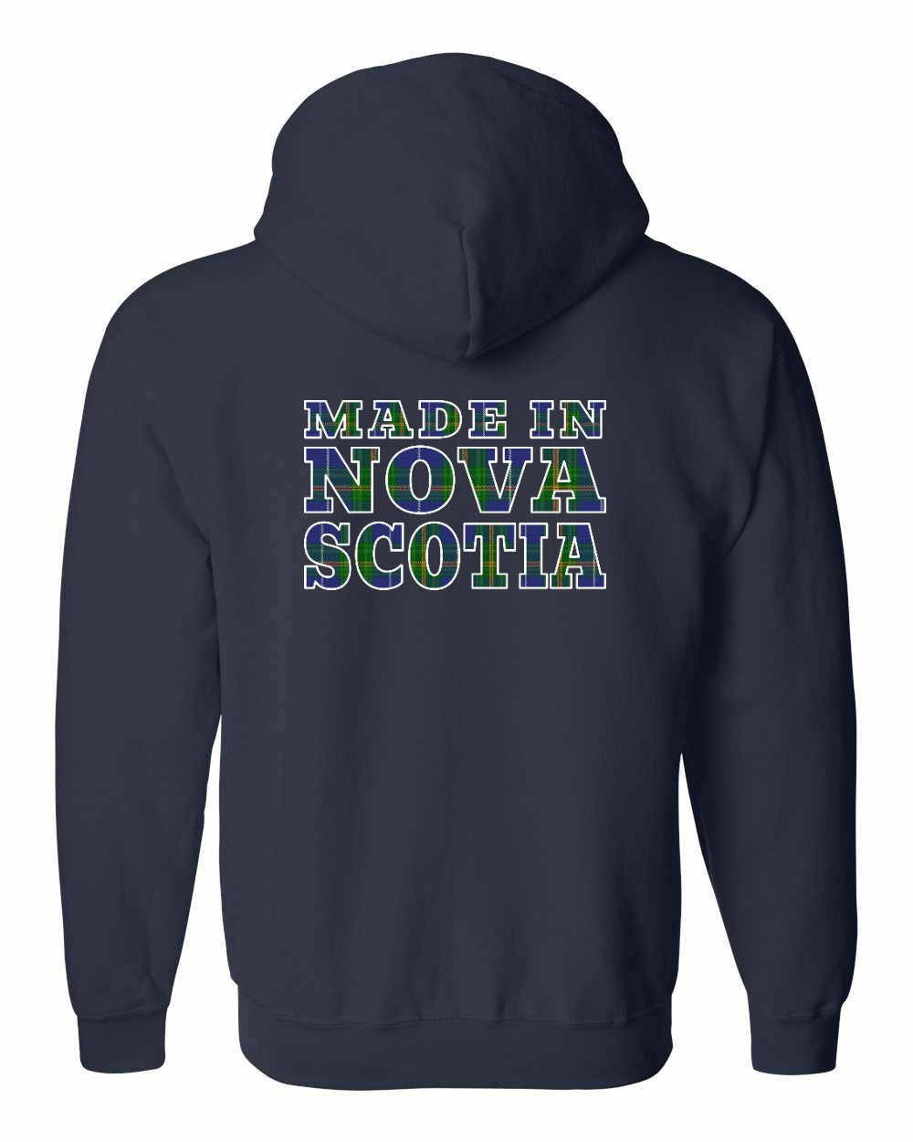 Made In Nova Scotia ( Tartan Lettering) Left Chest and Back zip-hoodie