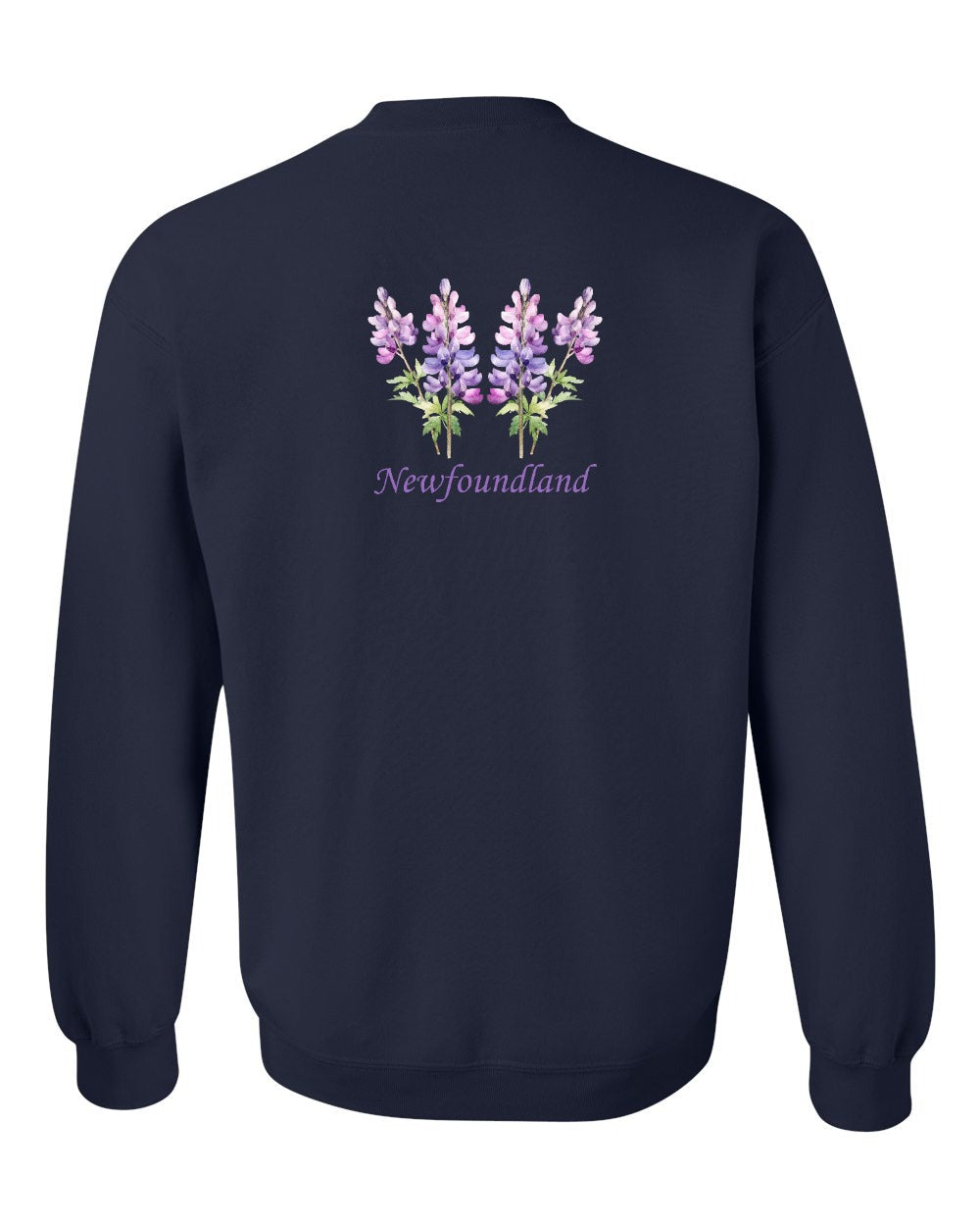 Newfoundland Lupins Left Chest and Back Crewneck Sweatshirt
