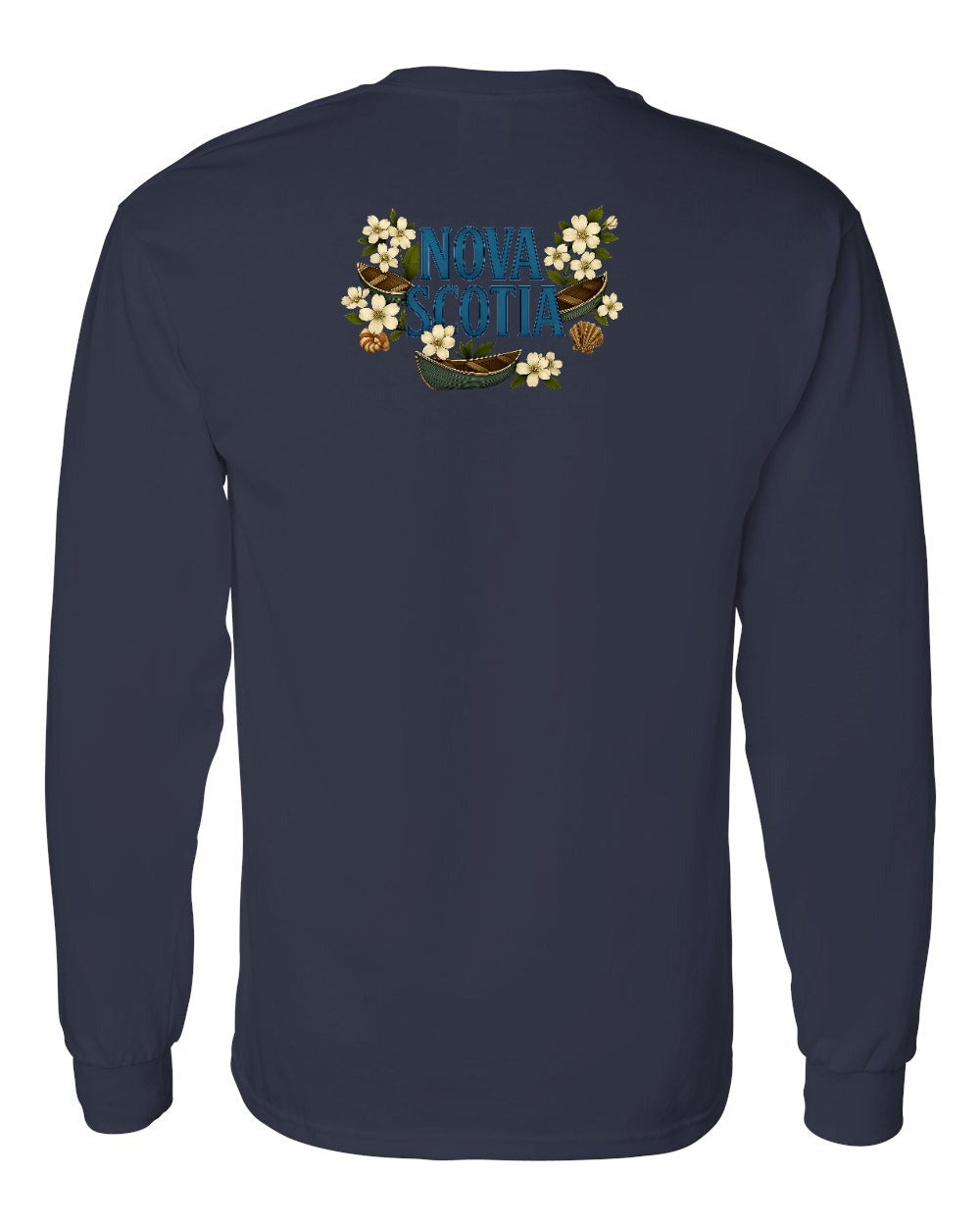 Nova Scotia Flowers Left Chest and Back Long Sleeve Tee