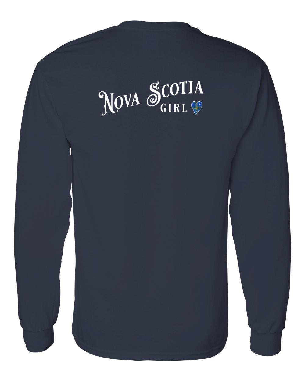 Nova Scotia Girl Tartan Heart Left Chest and Back Long Sleeve Tee
