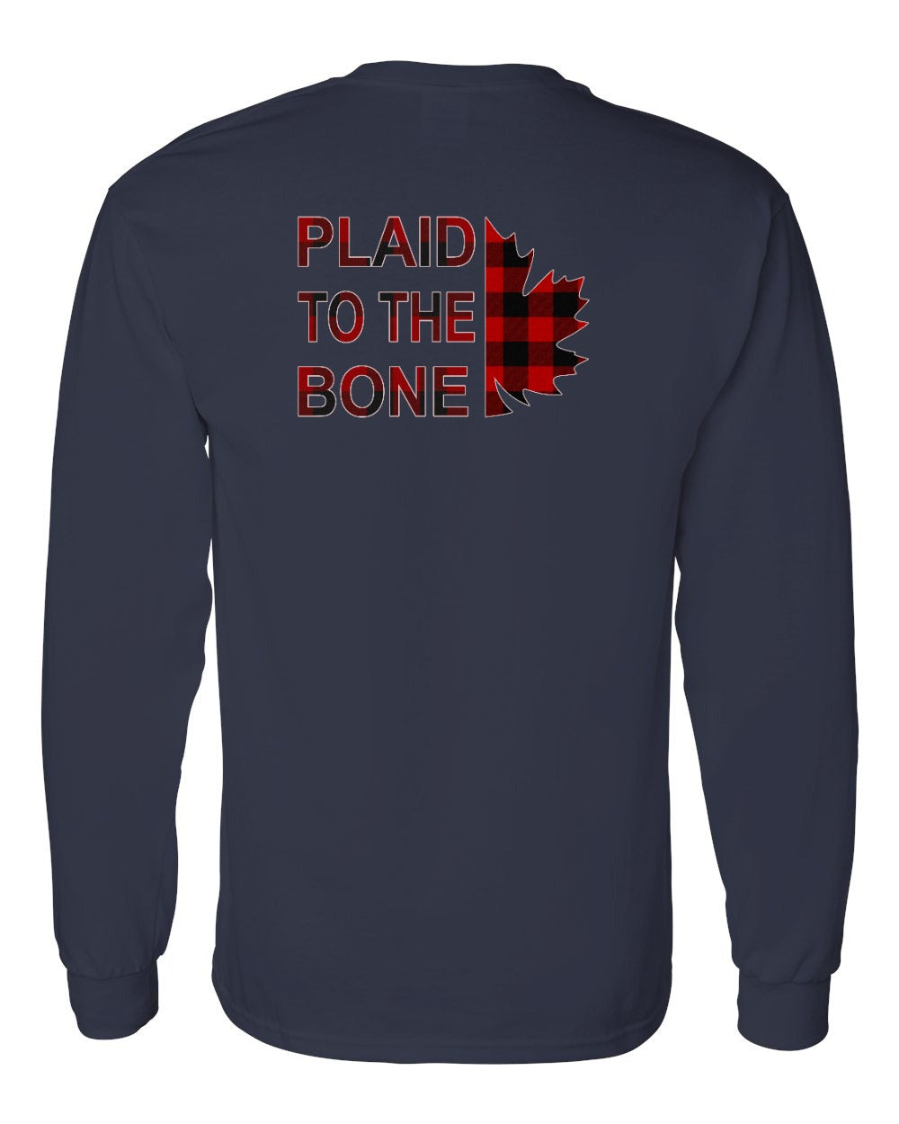 Plaid to the Bone Stacked Leaf Left Chest and Back Long Sleeve