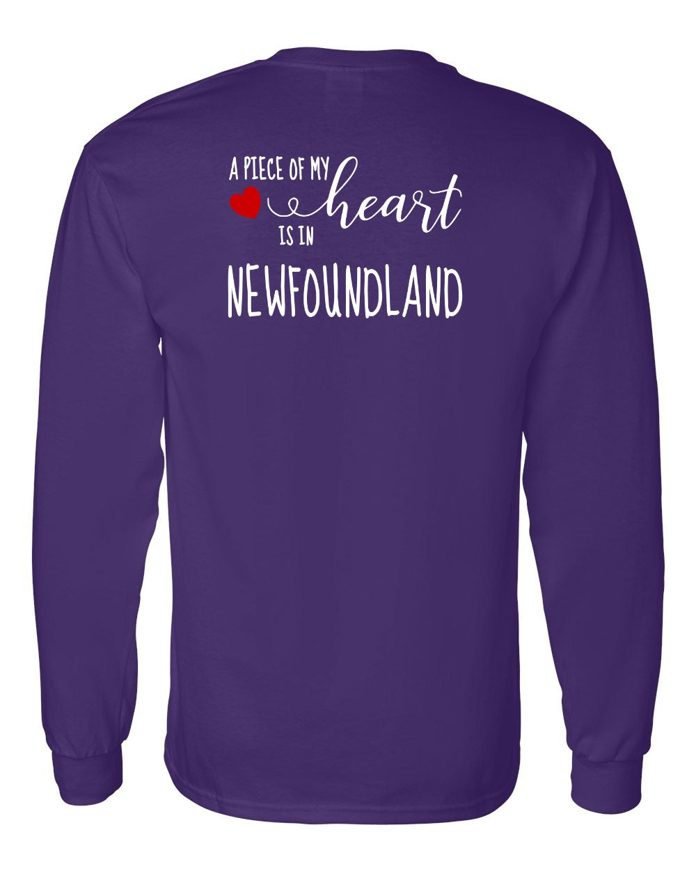 A piece of My heart in Newfoundland (Red Heart) Left Chest and Back Long Sleeve