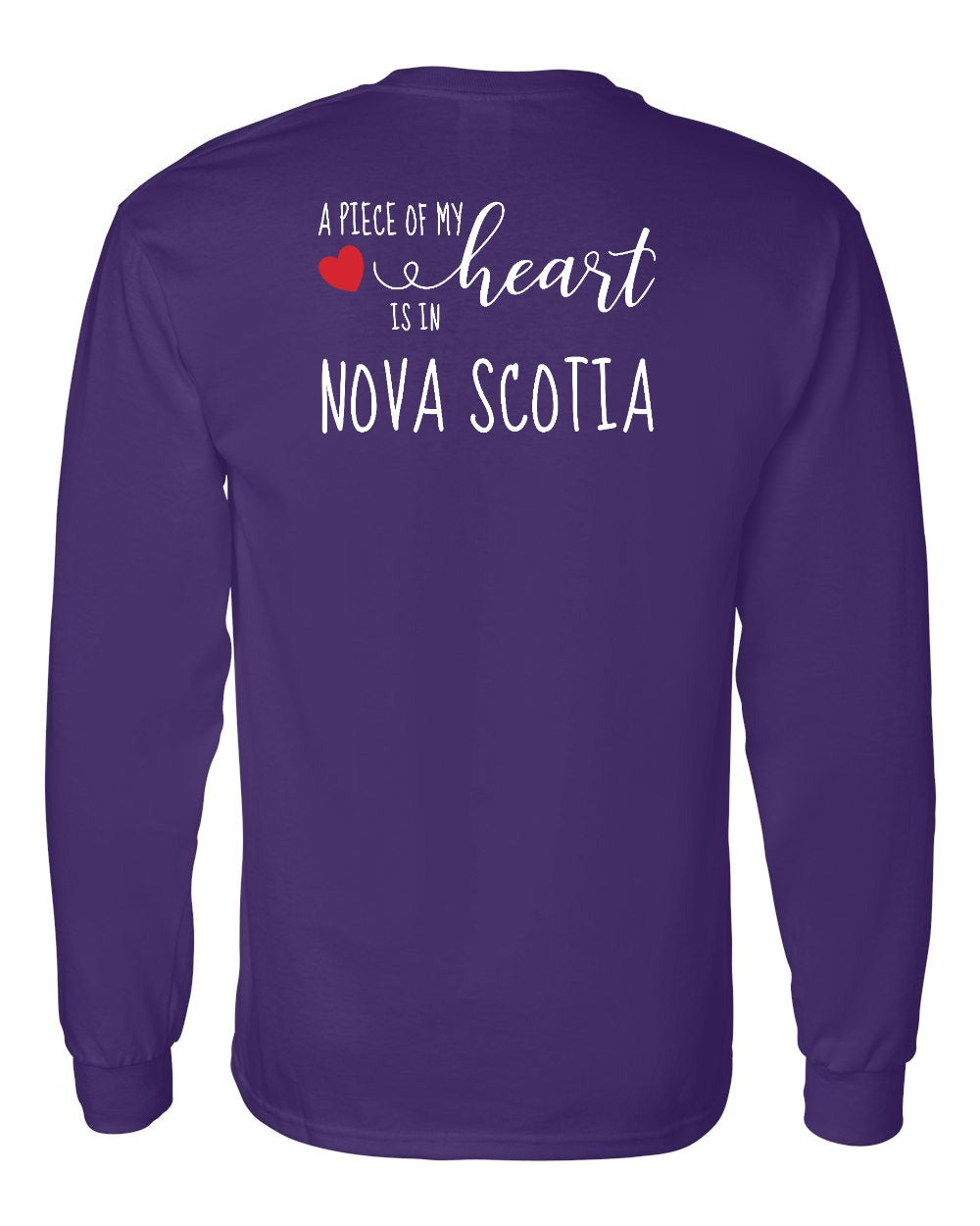 A piece of My heart in Nova Scotia (Red Heart) Left Chest and Back Long Sleeve Tee