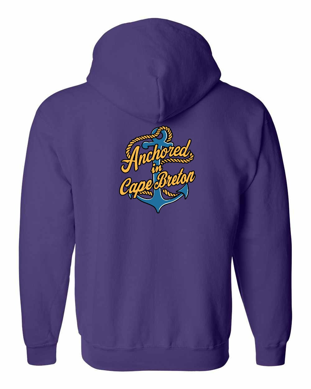 Anchored in Cape Breton (New Design) Left Chest and Back Zip Hoodie
