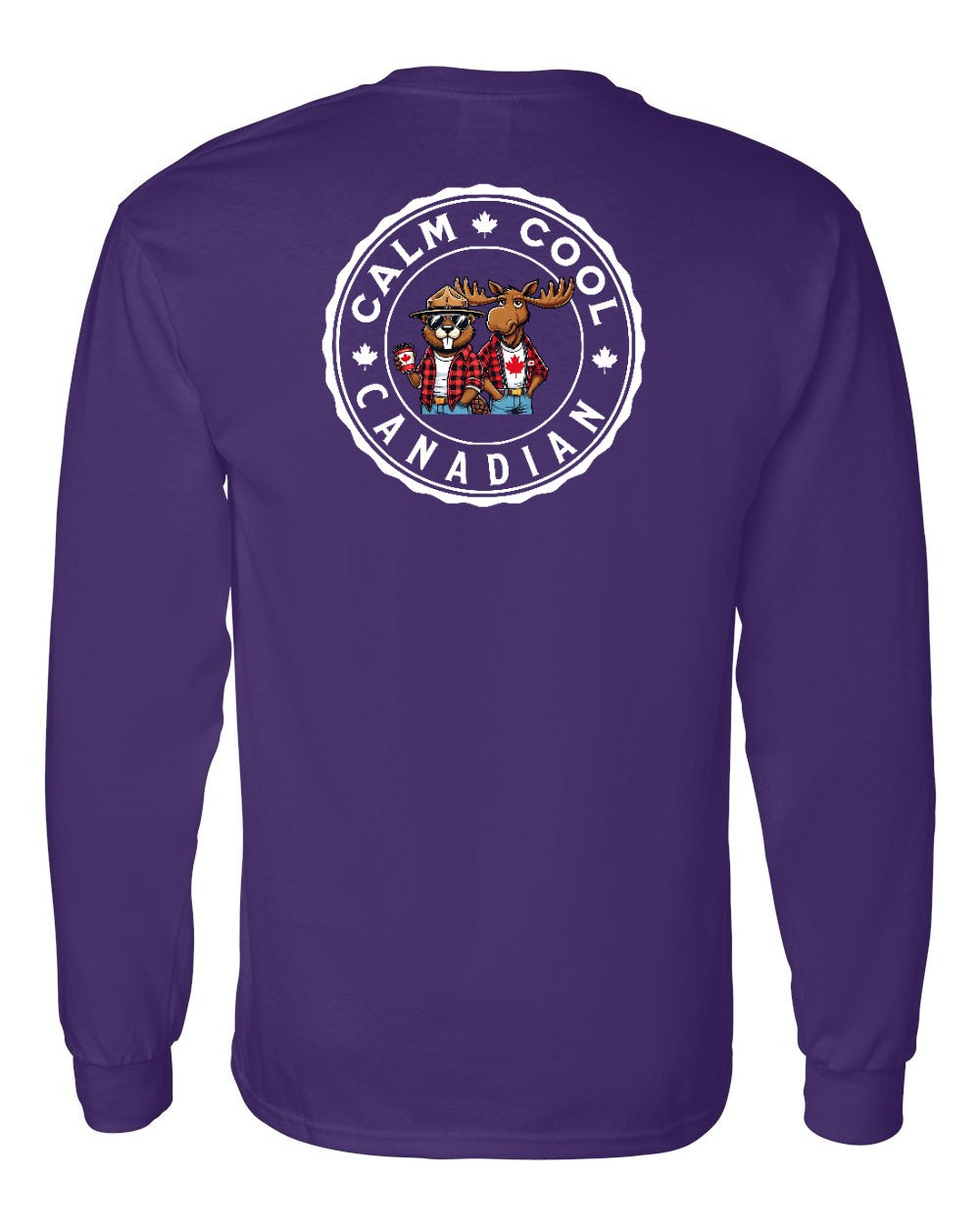 Calm Cool Moose and Beaver Left Chest and Back Long Sleeve