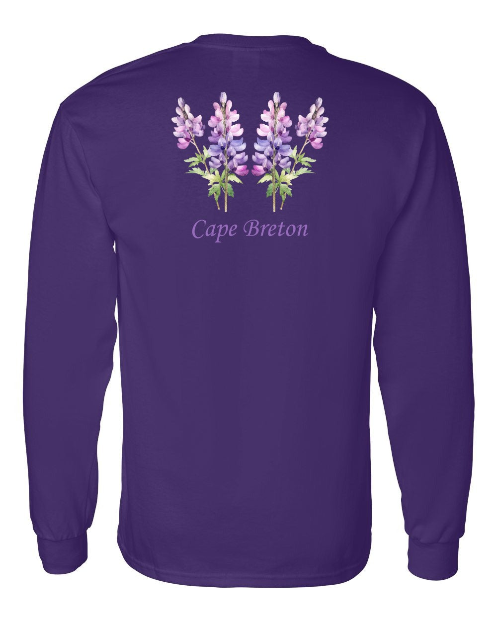 Cape Breton Lupin Left Chest and Back Long Sleeve Tee