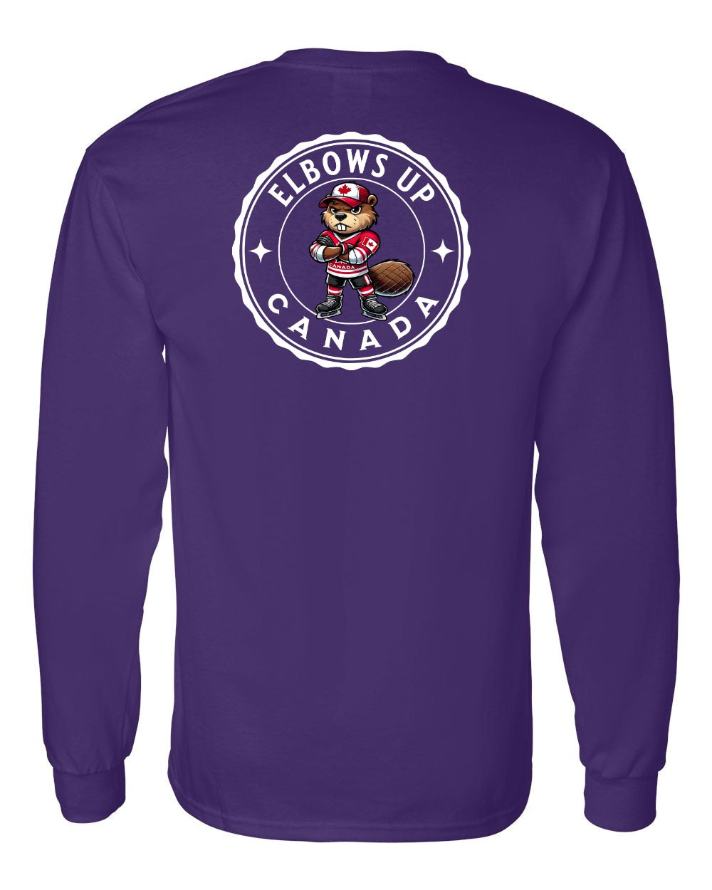 Elbows up Beaver Left Chest and Back Long Sleeve - Gildan Canada (sewn Internationally)