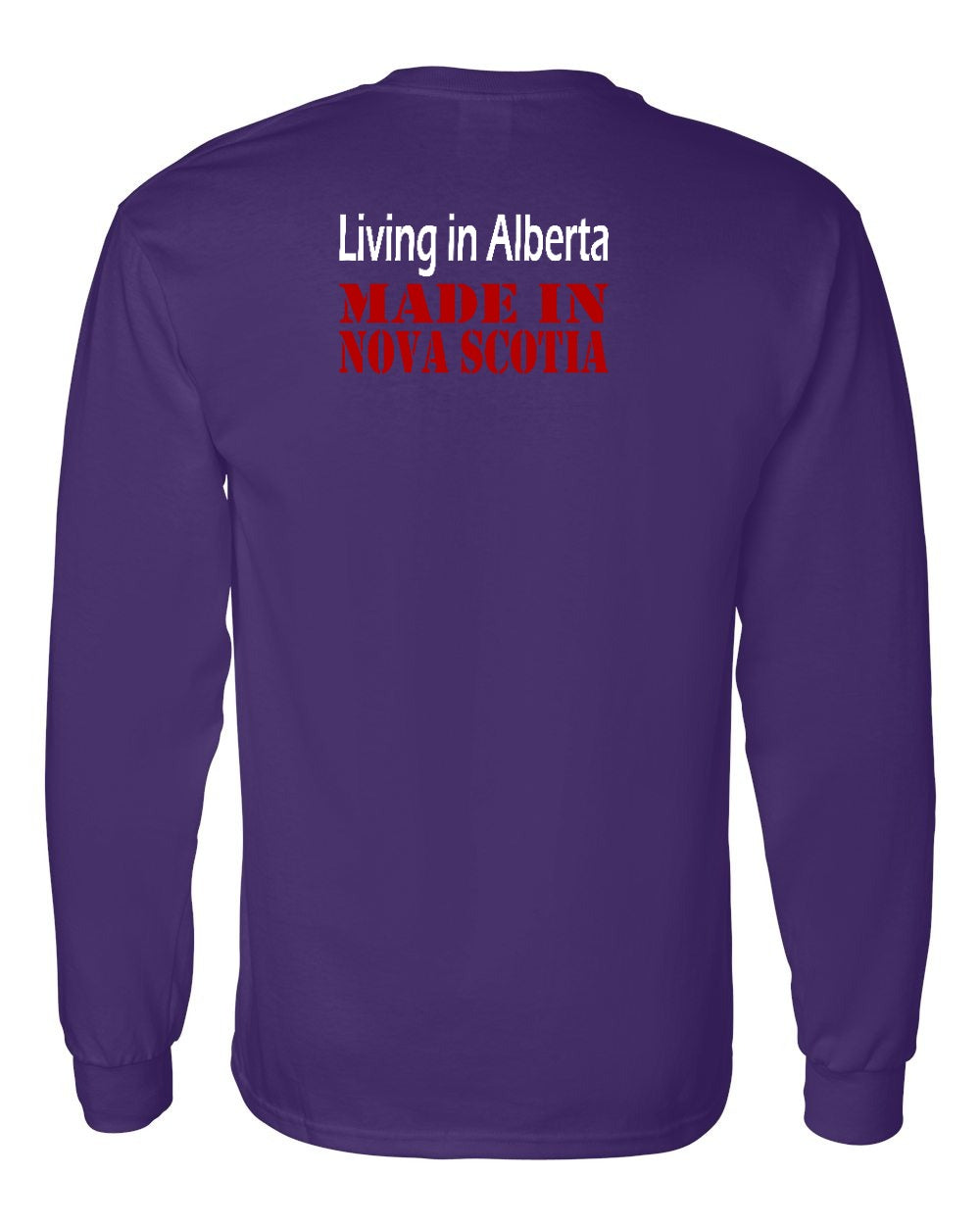 Living Alberta Made in Nova Scotia Left Chest and Back Long Sleeve Tee