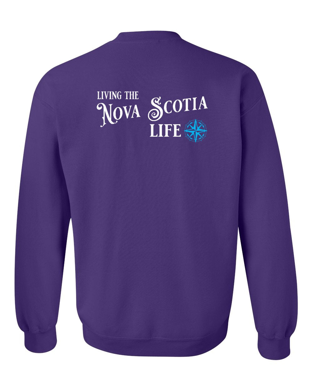Living the Nova Scotia Life blue Left Chest and Back crew-neck