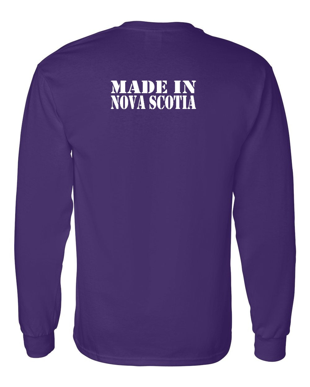 Made In Nova Scotia ( White Lettering) Left Chest and Back Long Sleeve Tee