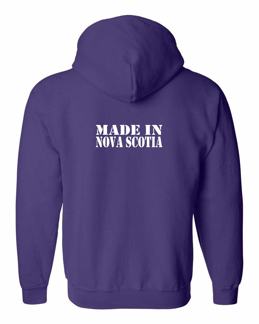 Made In Nova Scotia ( White Lettering) Left Chest and Back zip-hoodie