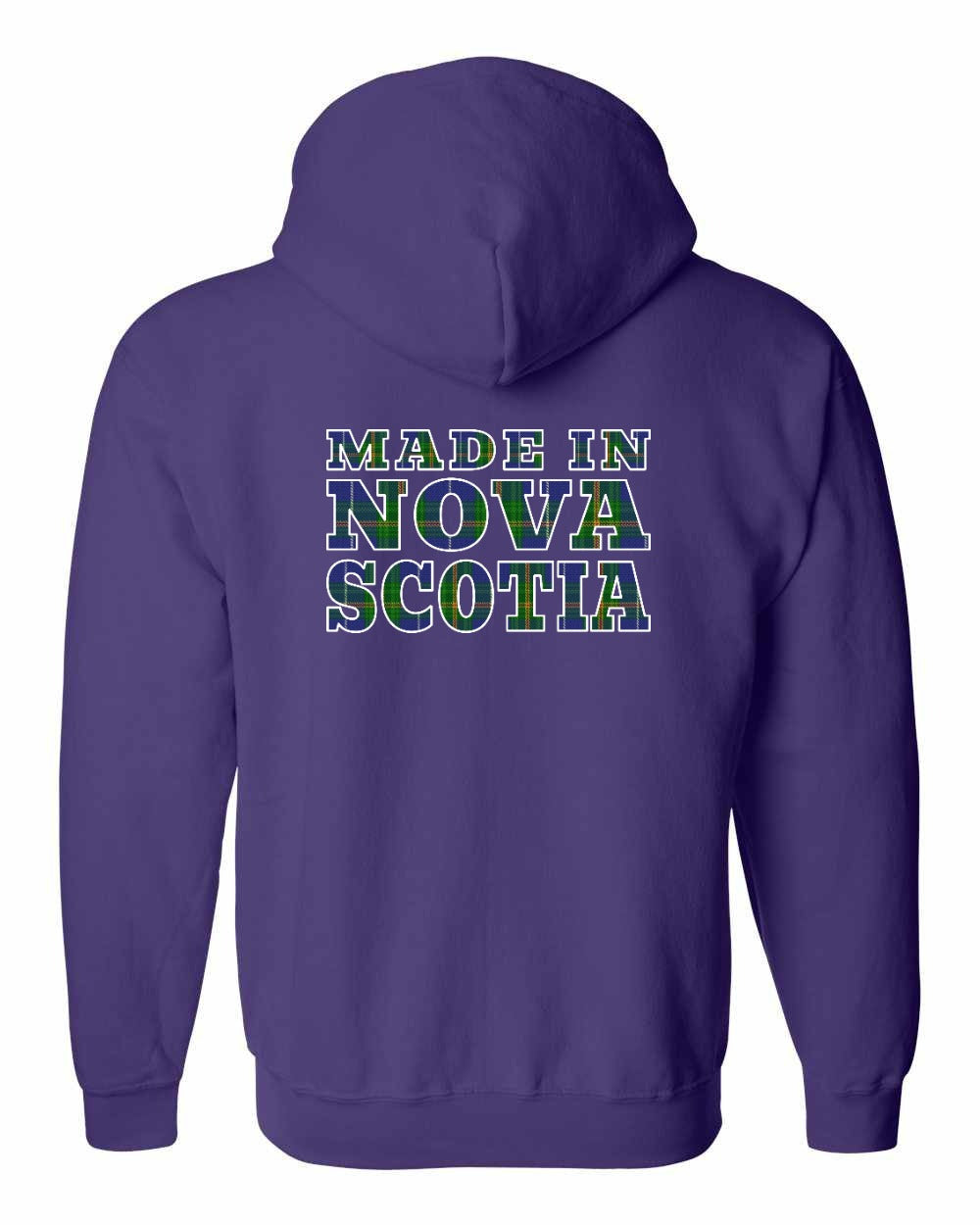 Made In Nova Scotia ( Tartan Lettering) Left Chest and Back zip-hoodie
