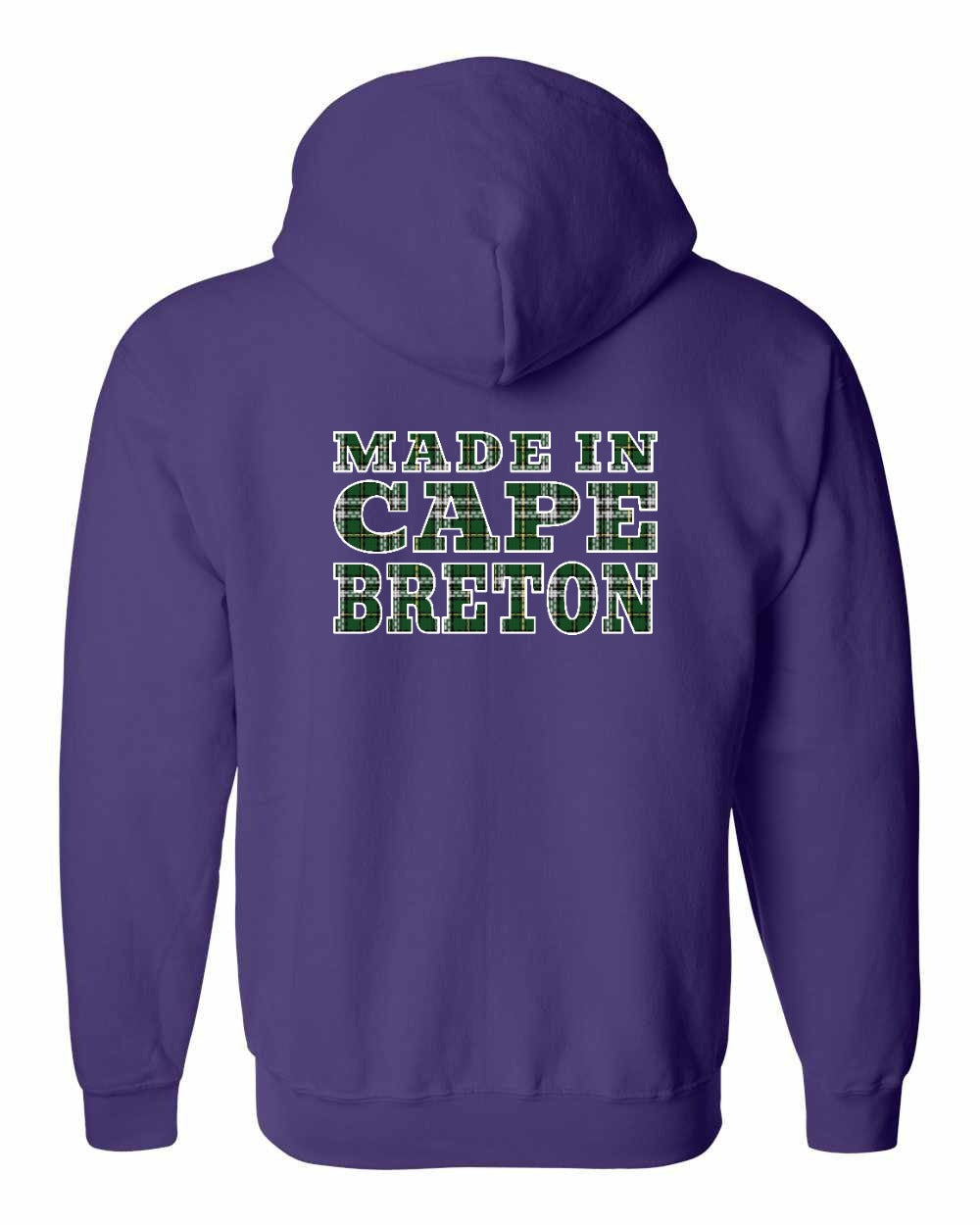Made In Cape Breton Tartan Left Chest and Back Zip Hoodie