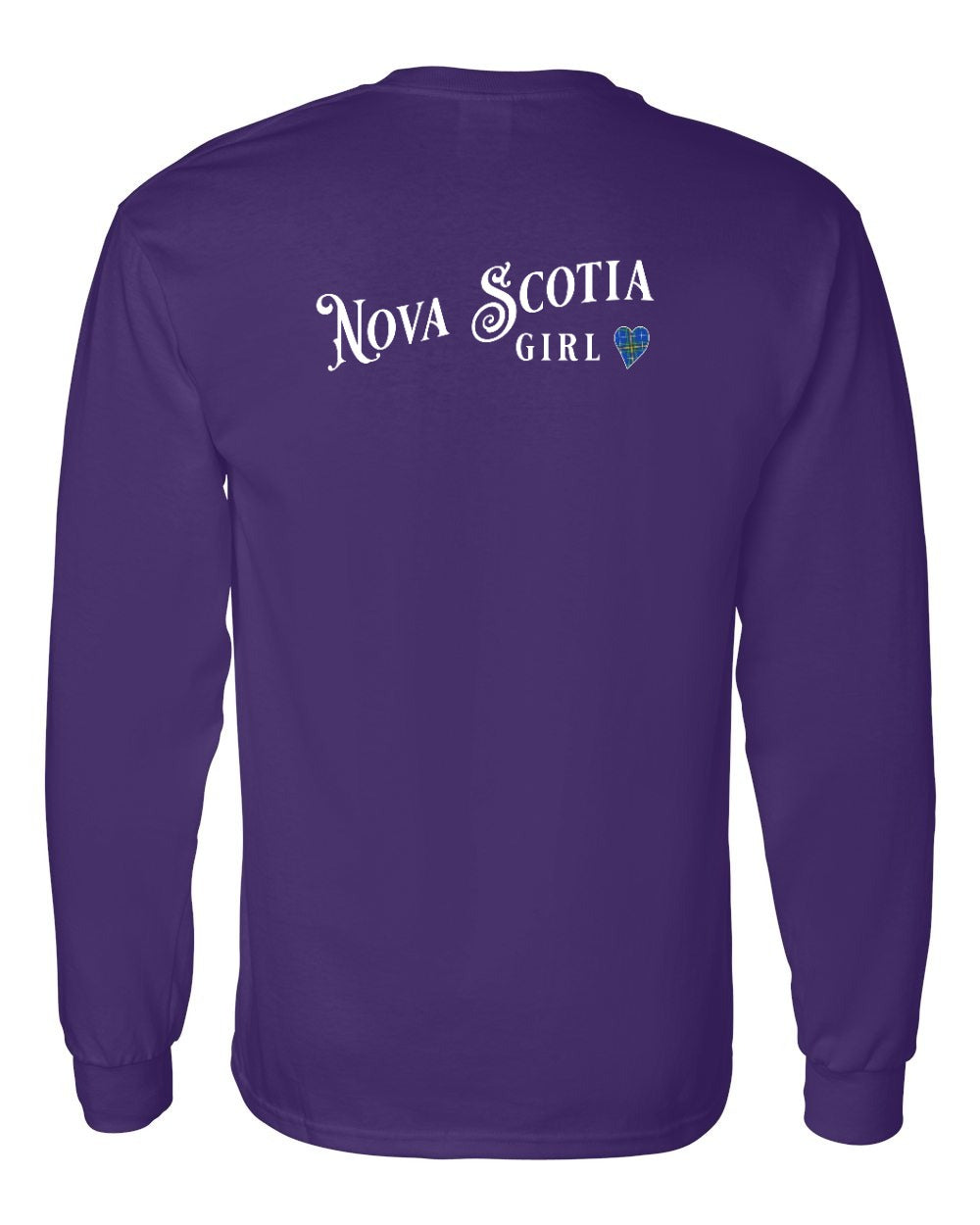 Nova Scotia Girl Tartan Heart Left Chest and Back Long Sleeve Tee