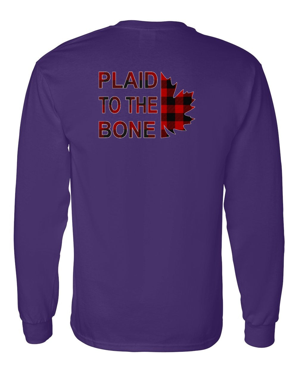 Plaid to the Bone Stacked Leaf Left Chest and Back Long Sleeve