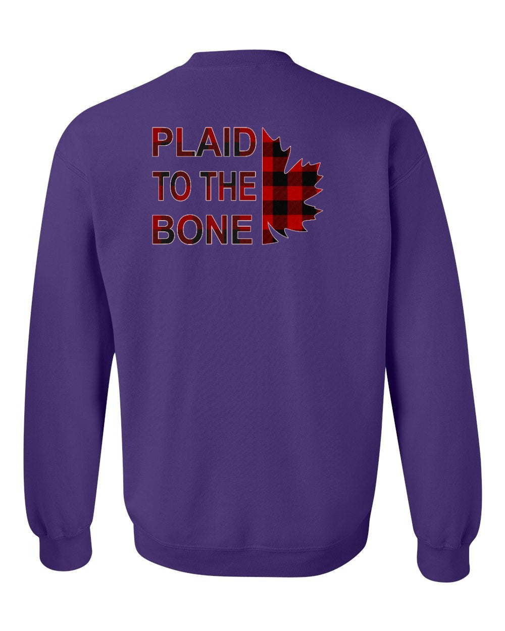 Plaid to the Bone Stacked Leaf Left Chest and Back Crewneck