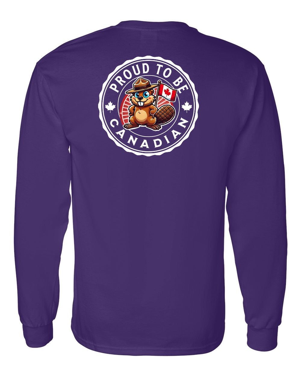 Proud to be Canadian Beaver Left Chest and Back Long Sleeve