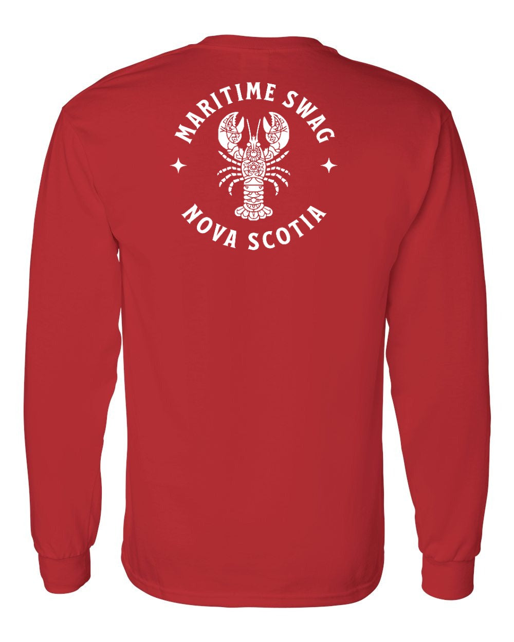 Maritime Swag Nova Scotia Mandala white Lobster Left Chest and Back Long Sleeve Tee
