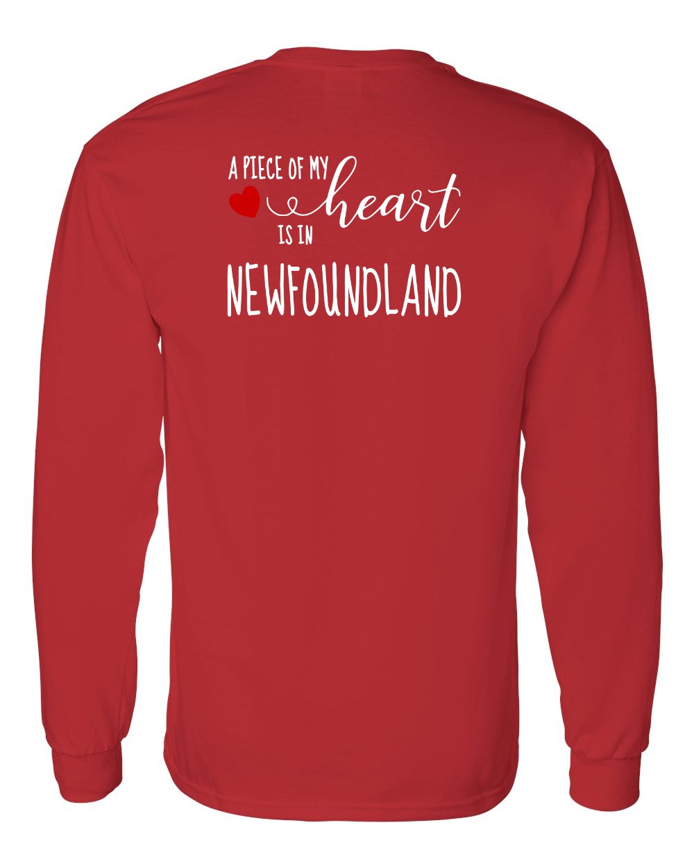 A piece of My heart in Newfoundland (Red Heart) Left Chest and Back Long Sleeve