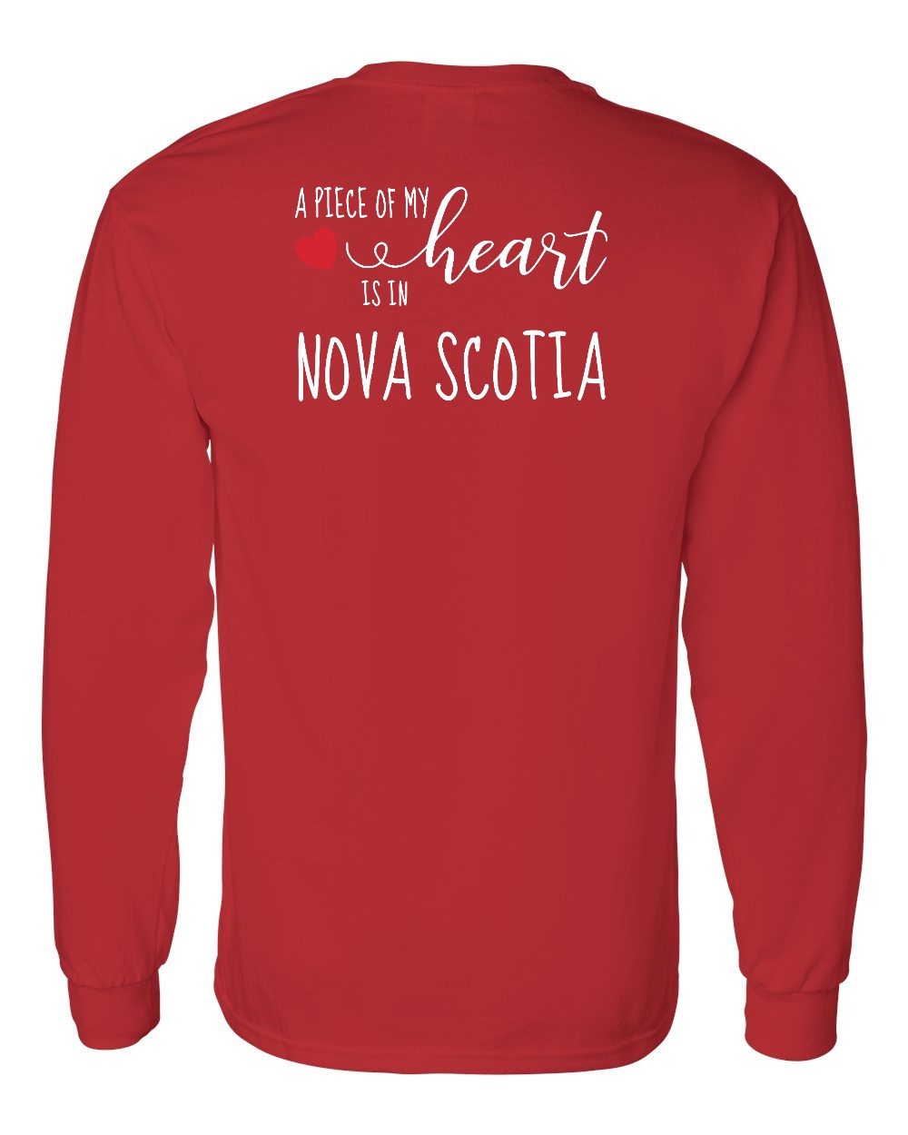 A piece of My heart in Nova Scotia (Red Heart) Left Chest and Back Long Sleeve Tee