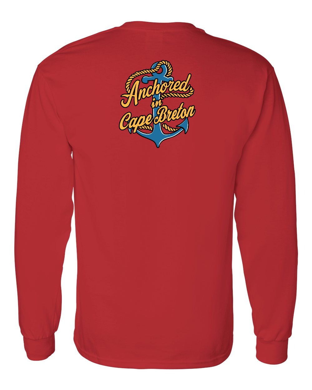 Anchored in Cape Breton (New Design) Left Chest and Back Long Sleeve Tee