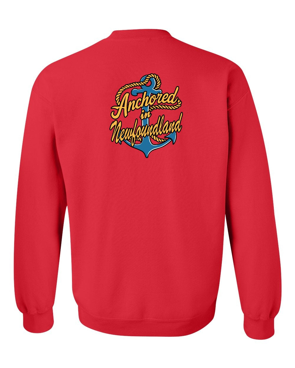Anchored in Newfoundland (New Design) Left Chest and Back Crewneck Sweatshirt