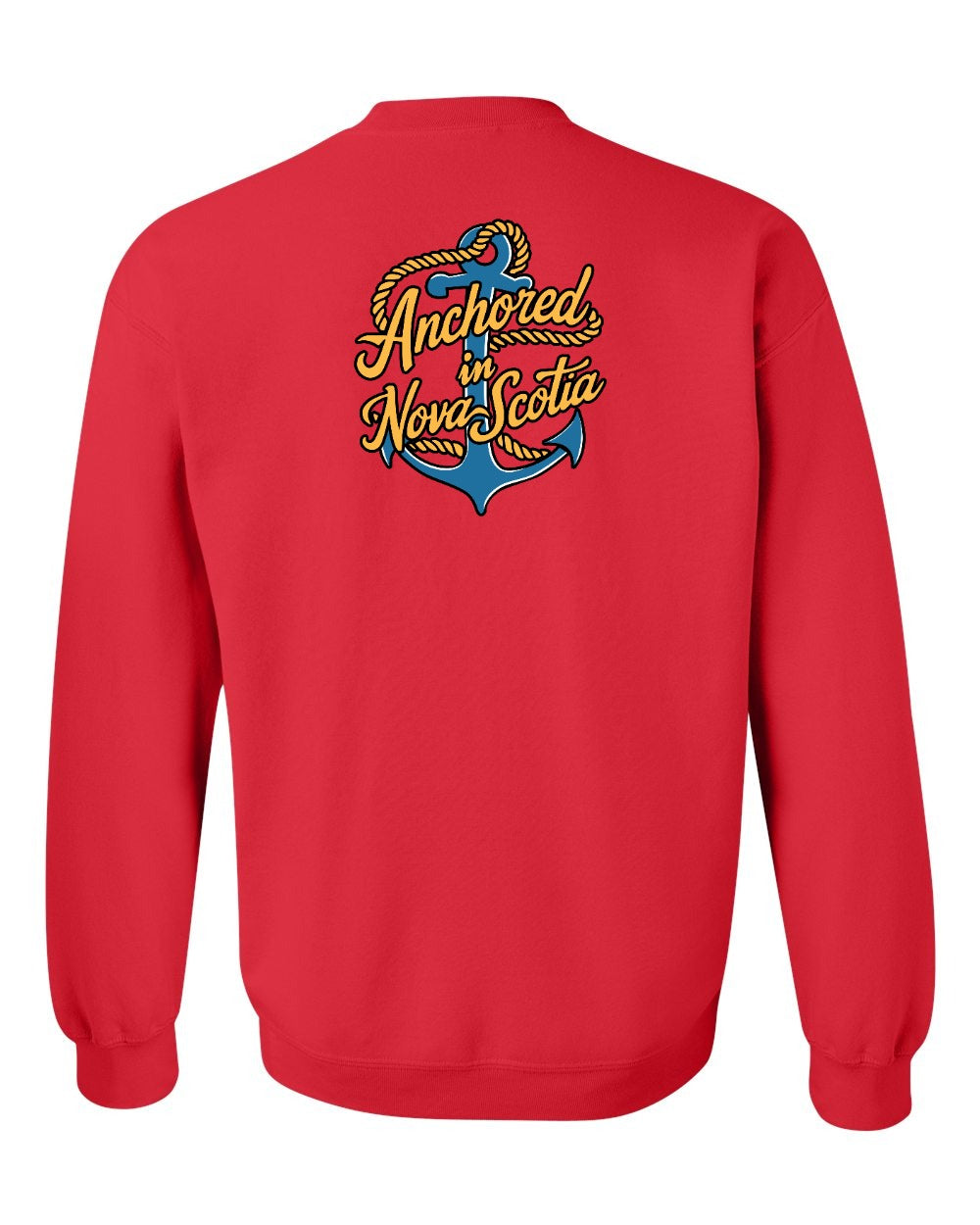 Anchored in Nova Scotia (New Design) Left Chest and Back crew-neck